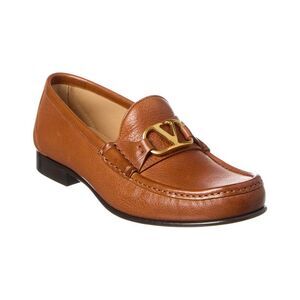 Valentino Vlogo Signature Leather Loafer, Brown